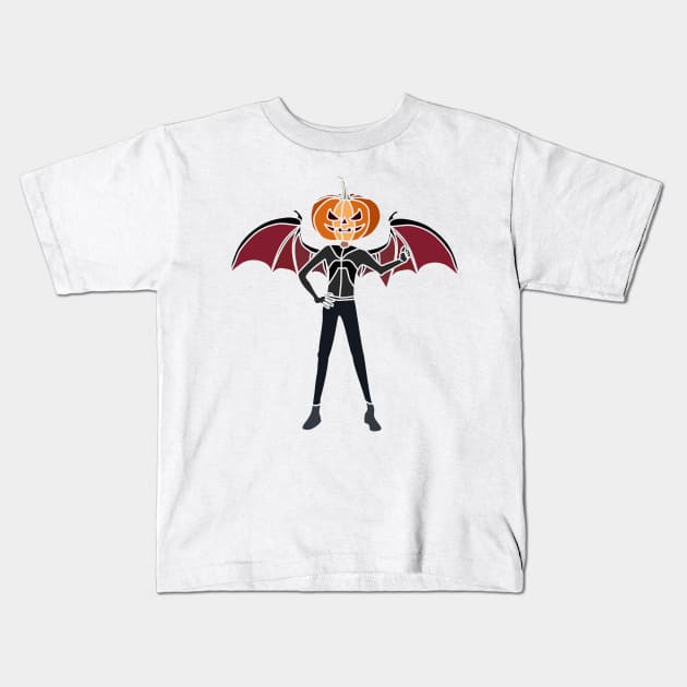 man with a pumpkin head Kids T-Shirt by bloomroge